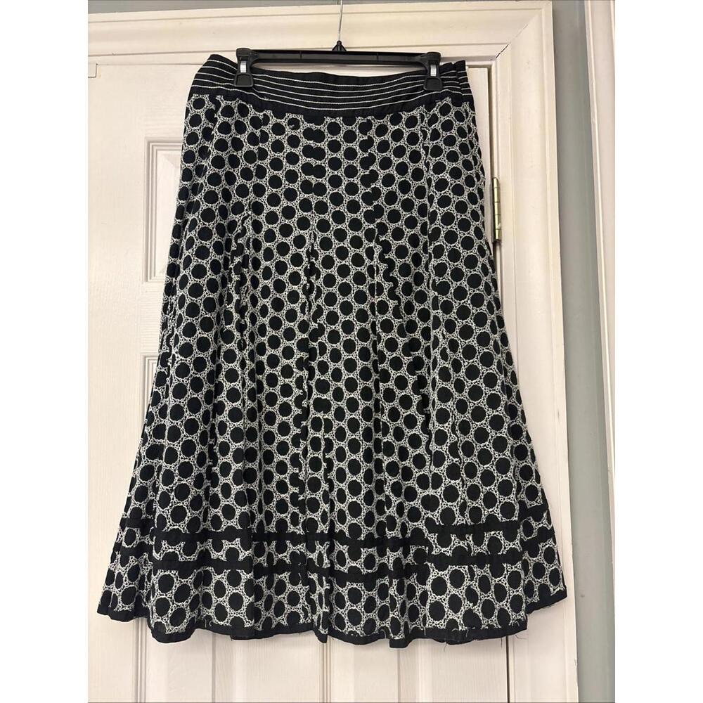 Petite Collection New York Women’s Black With White Circle Design Skirt Size 14p